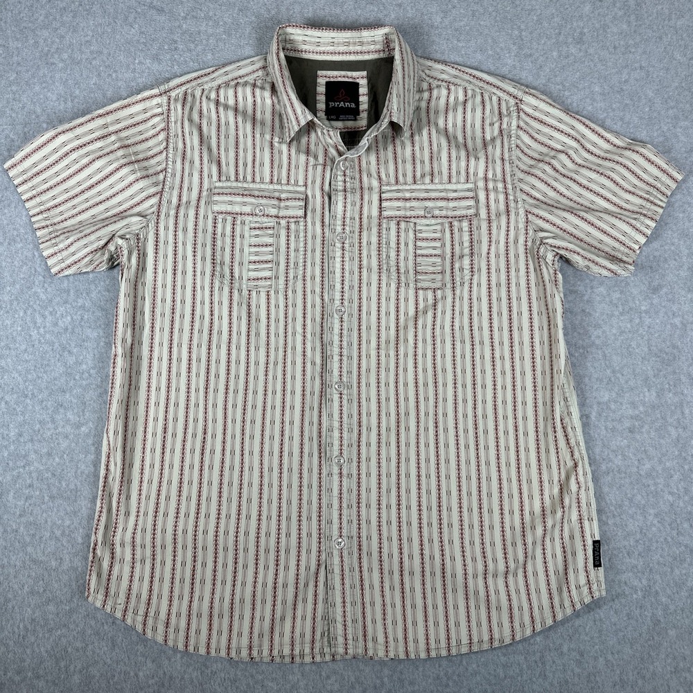 Prana Torrance Shirt Men's Large Southwestern Button up Short Sleeve Comfort Fit